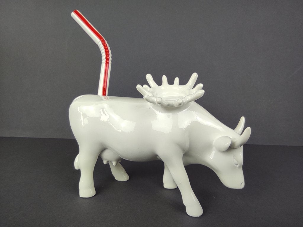 CowParade / Cow Parade Koe “Milk Splash” MEDIUM, Ophalen of Verzenden, Handgemaakt, Beeld, Wit