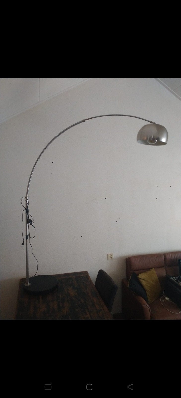 Moderne booglamp met marmeren voet, Huis en Inrichting, Ophalen, Gebruikt, Modern, Industrieel, E27 (groot)