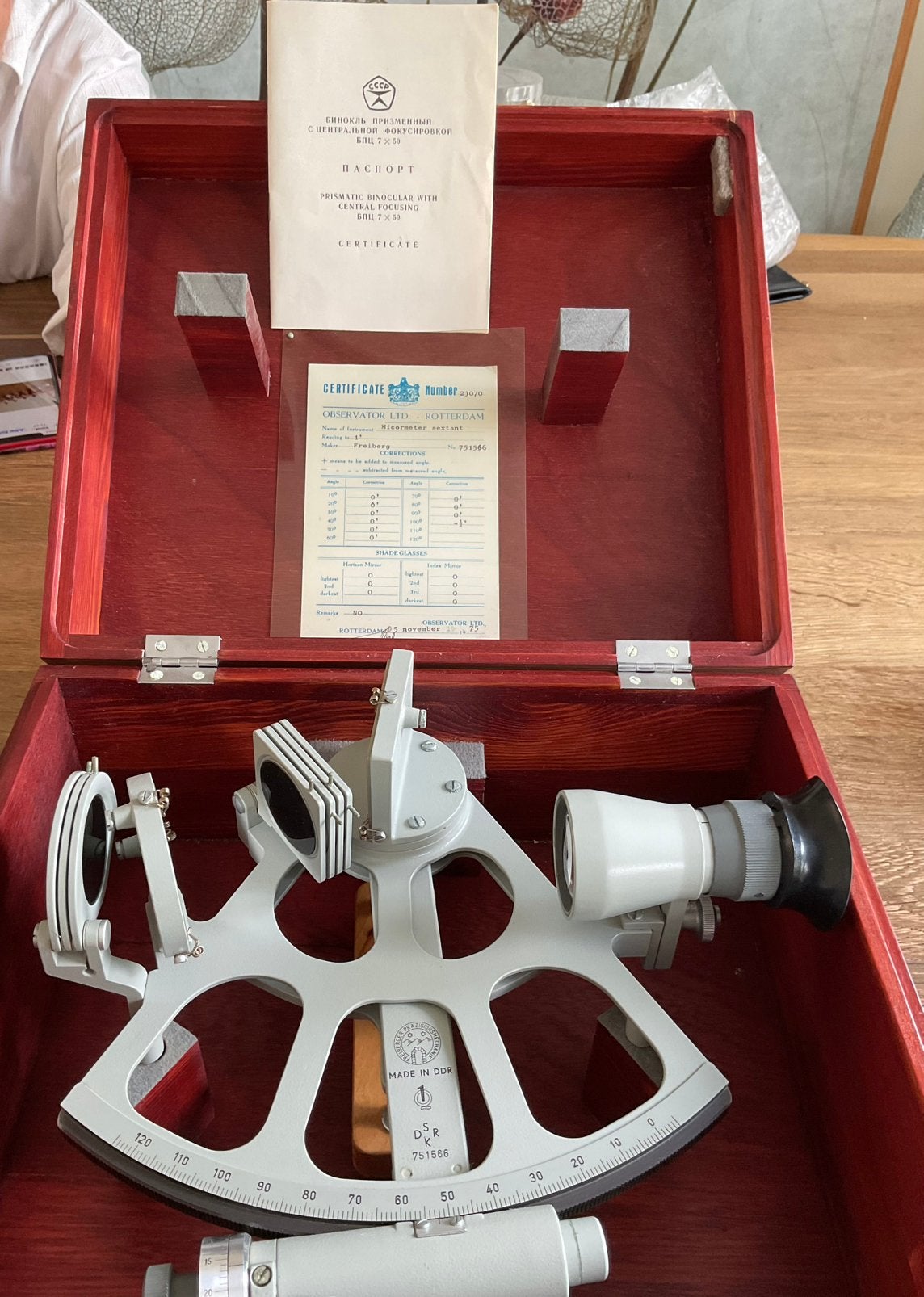 Originele Freiberger micrometersextant uit 1975, Ophalen of Verzenden, Zo goed als nieuw