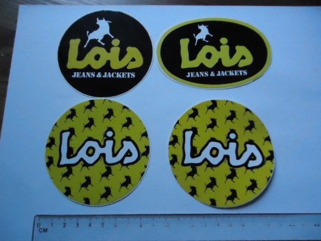 sticker Jaren 70 80 LOIS logo plastic jeans retro stier 4x, Verzamelen, Verzenden, Zo goed als nieuw, Bedrijf of Vereniging