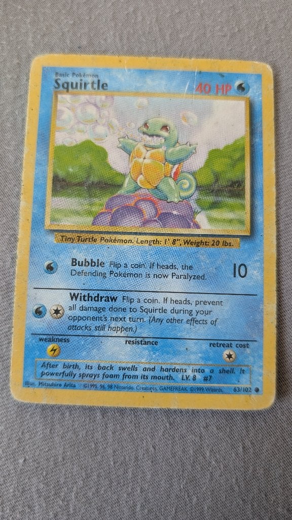 Squirtle (63/102) Pokémon Base Set 1999., Ophalen of Verzenden, Zo goed als nieuw