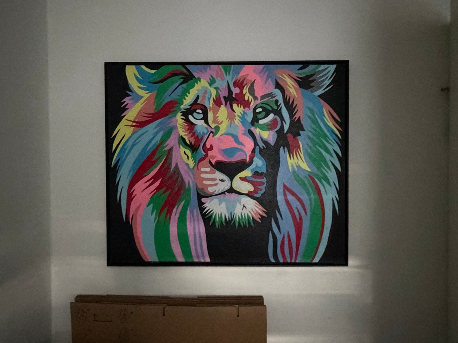Kleurrijk Leeuwenportret Pop Art Schilderij, Ophalen, Acrylverf, Handgeschilderd, Dieren