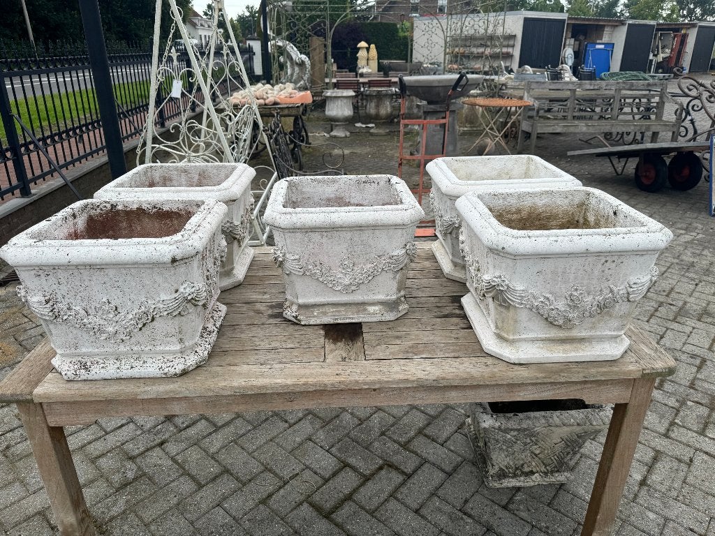 OUDE BLOEMPOT van marmercement TOPKWALITEIT BLOEMBAK, Ophalen, Overige materialen, Gebruikt, 40 cm of meer