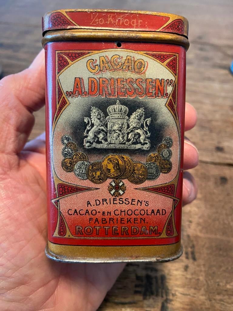 A. DRIESSEN cacao blikje Rotterdam, Verzamelen, Blikken, Ophalen of Verzenden, Gebruikt, Overige