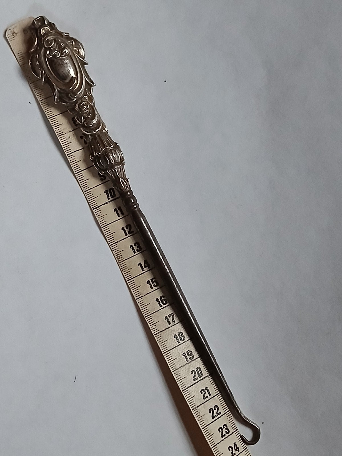 antiek zilver veterhaak corsethaak knopenhaak knoophaakje, Ophalen, Zilver