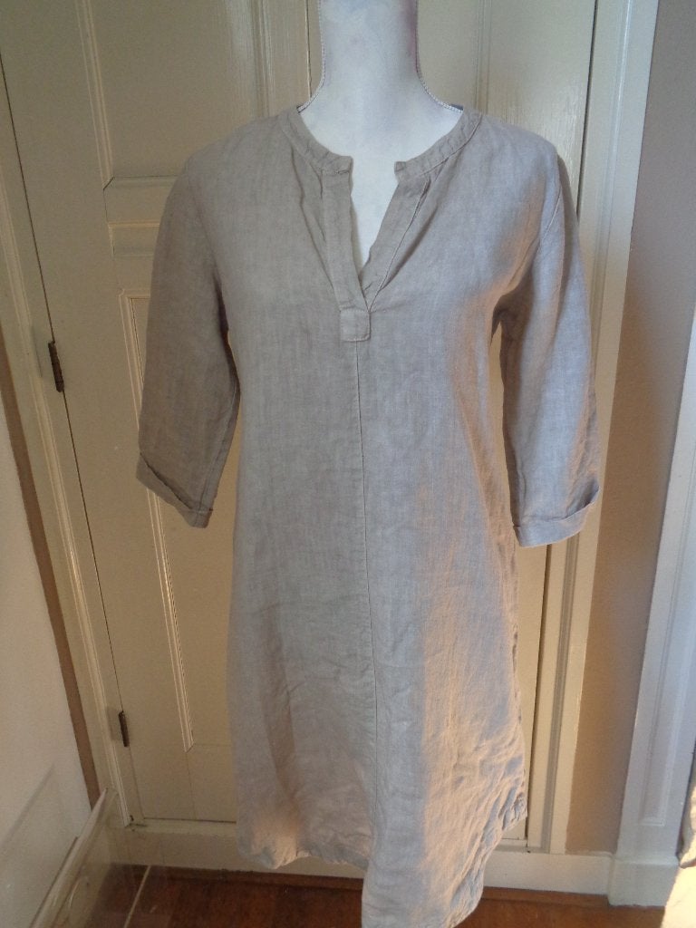 LABEL NICK linnen jurk/tuniek:mt M, Maat 38/40 (M), Label Nick, Beige, Ophalen of Verzenden