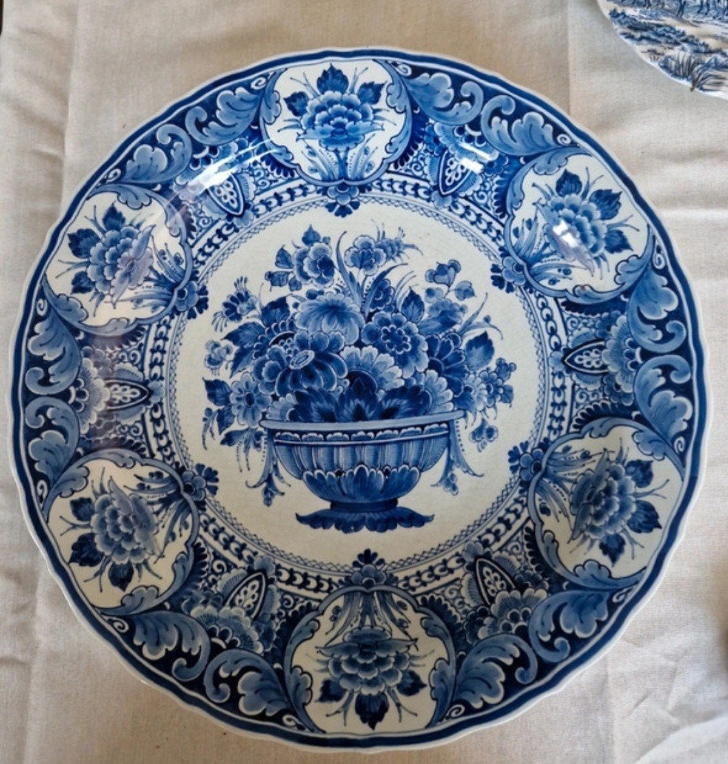 Groot Royal Delft wandbord - Bloemenmand - 41 cm (1947), Antiek en Kunst, Ophalen of Verzenden
