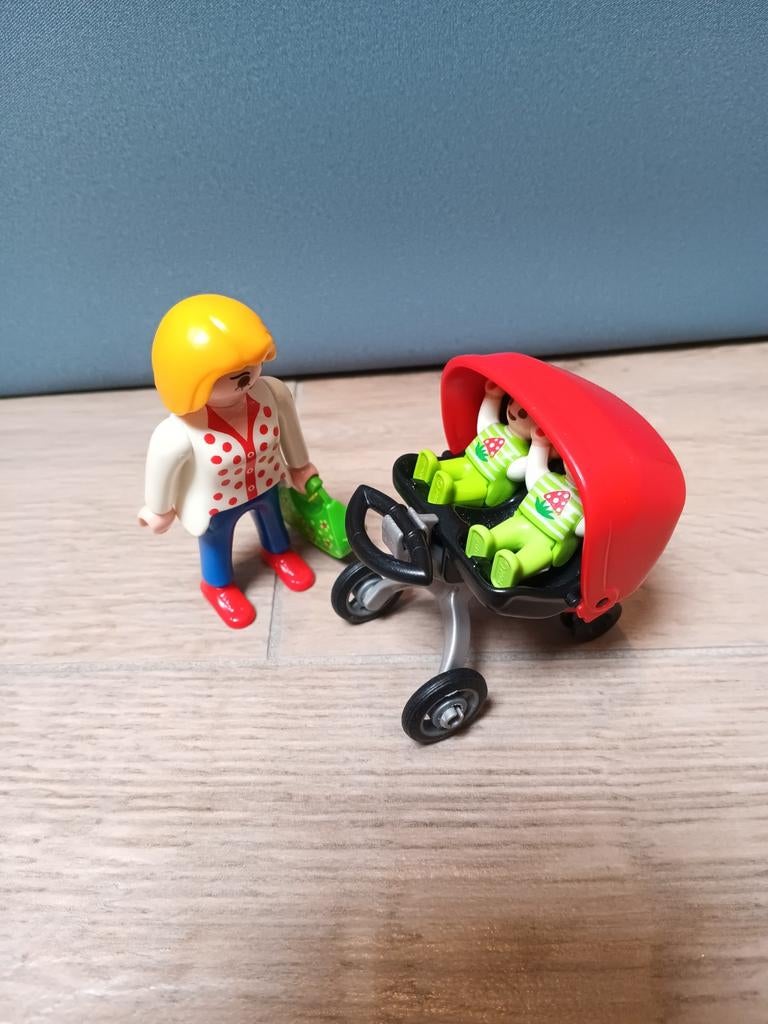 Playmobil tweeling kinderwagen, Ophalen of Verzenden, Zo goed als nieuw, Complete set