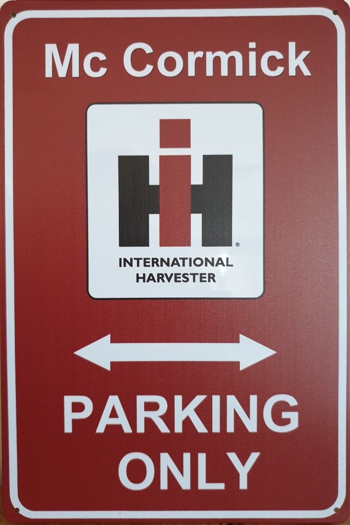 Mc Cormick parking only tractor reclamebord van metaal deco