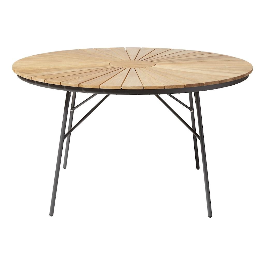Westwing ! Teak -Tafel met Aluminium, rond, 1,50m, Tuin en Terras, Ophalen, Zo goed als nieuw, Rond, Hout