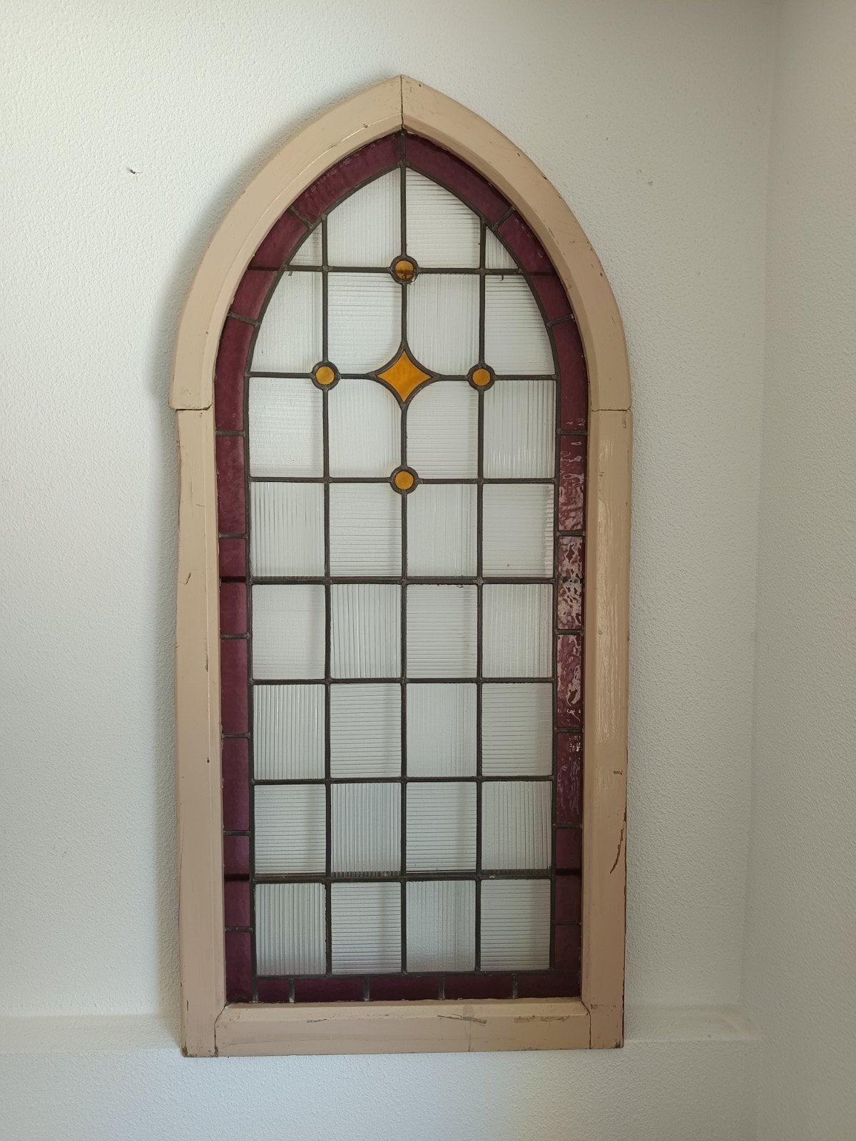 Prachtig glas in lood raam - Gotische stijl, Doe-het-zelf en Verbouw, Glas en Ramen, Ophalen, Gevelraam of Ruit, Gebruikt, Minder dan 80 cm