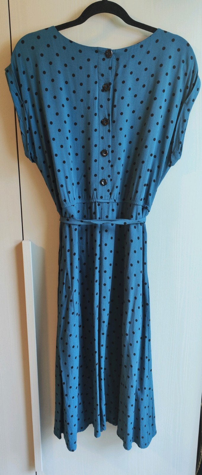 King Louie zomerjurk petrol blauw polkadots maat 40, Kleding | Dames, Maat 38/40 (M), Blauw, Ophalen of Verzenden, Zo goed als nieuw