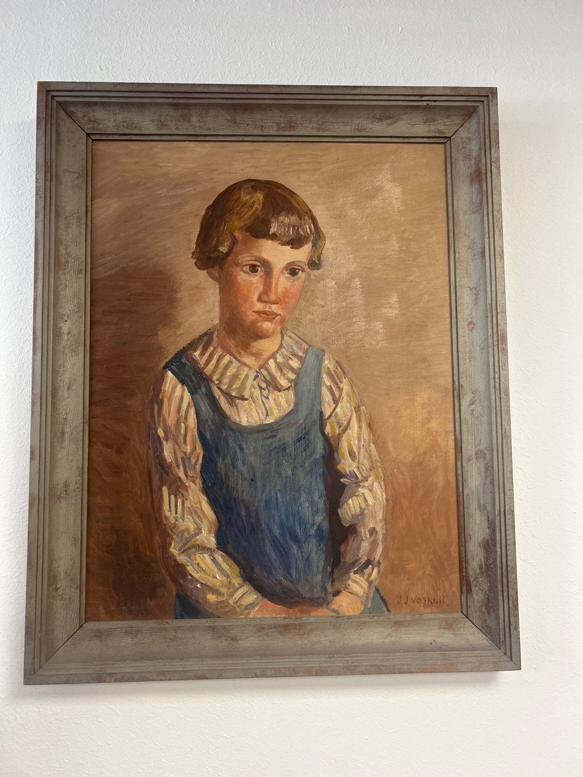 Portret van Tiny van Oeveren door J.J. Voskuil, Antiek en Kunst, Doek, Portret of Personen, Realistisch, Ophalen of Verzenden
