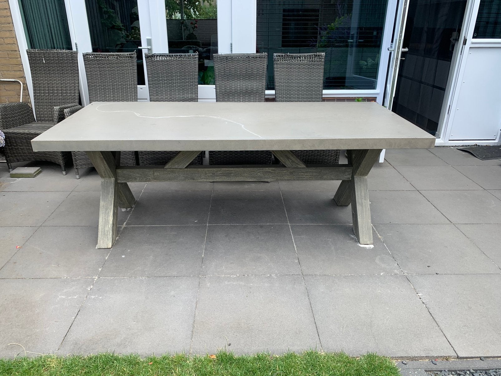 Gratis Tuintafel 220x 100 cm t/m 25 juli 2026, Ophalen, Gebruikt, Rechthoekig, Hout