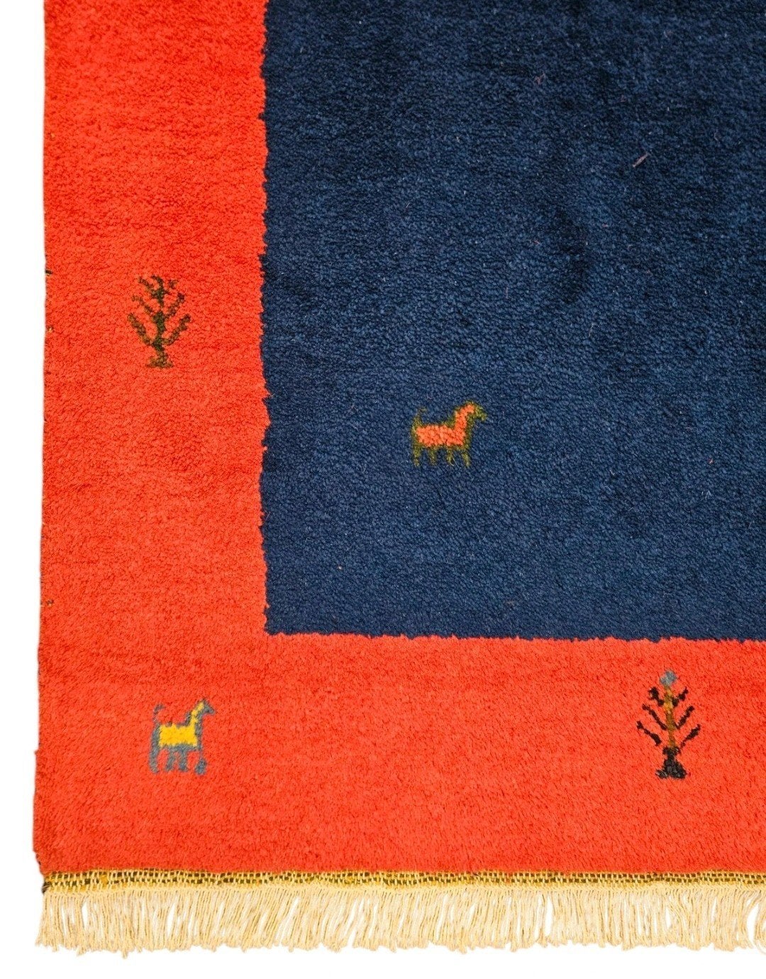 Handgeknoopt oosters wol Gabbeh red blue India 193x298cm, ., India, 200 cm of meer, Rechthoekig