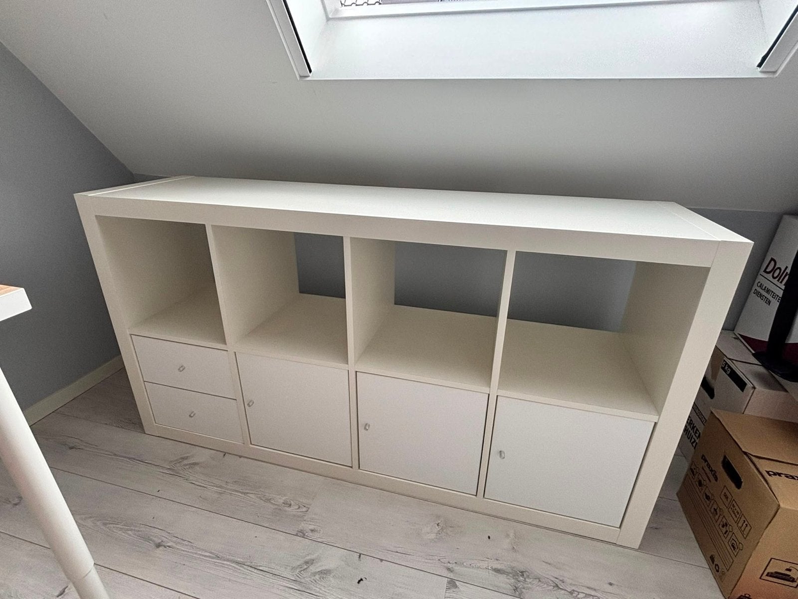 2x IKEA Kallax kast met deurtjes en lades, wit, Ophalen, Gebruikt