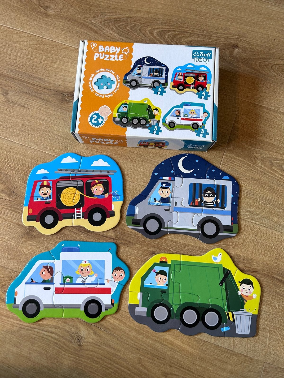 3 kartonnen puzzelsets voor peuters – voertuigen en dieren, Ophalen, 10 tot 50 stukjes, Gebruikt, 2 tot 4 jaar