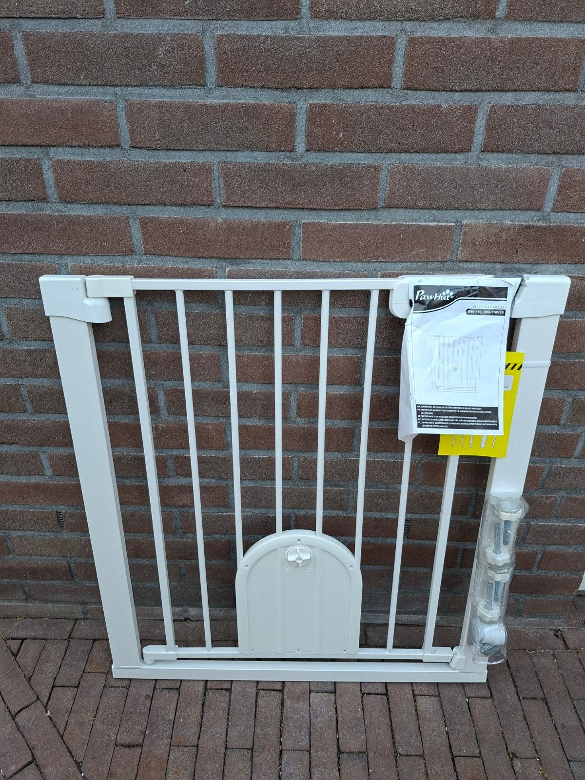 PawHut Hondenhek met Kattenluik - Wit, Ophalen, Nieuw, Klemhekje, Metaal of IJzer