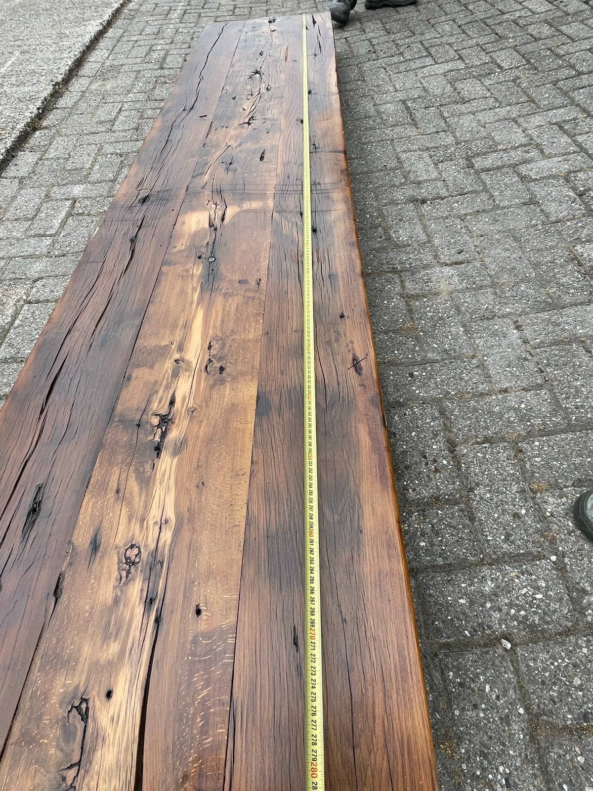 Robuuste Boomstamtafel - Uniek en Sfeervol, Ophalen, 200 cm of meer, 50 tot 100 cm, Zo goed als nieuw