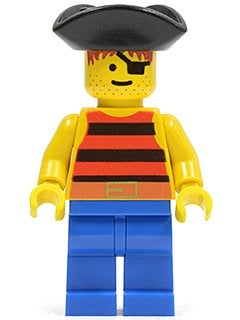 LEGO Pirates pi026 Pirate Red / Black Stripes Shirt, Blue, Gebruikt, Lego, Minifiguur, Pirates
