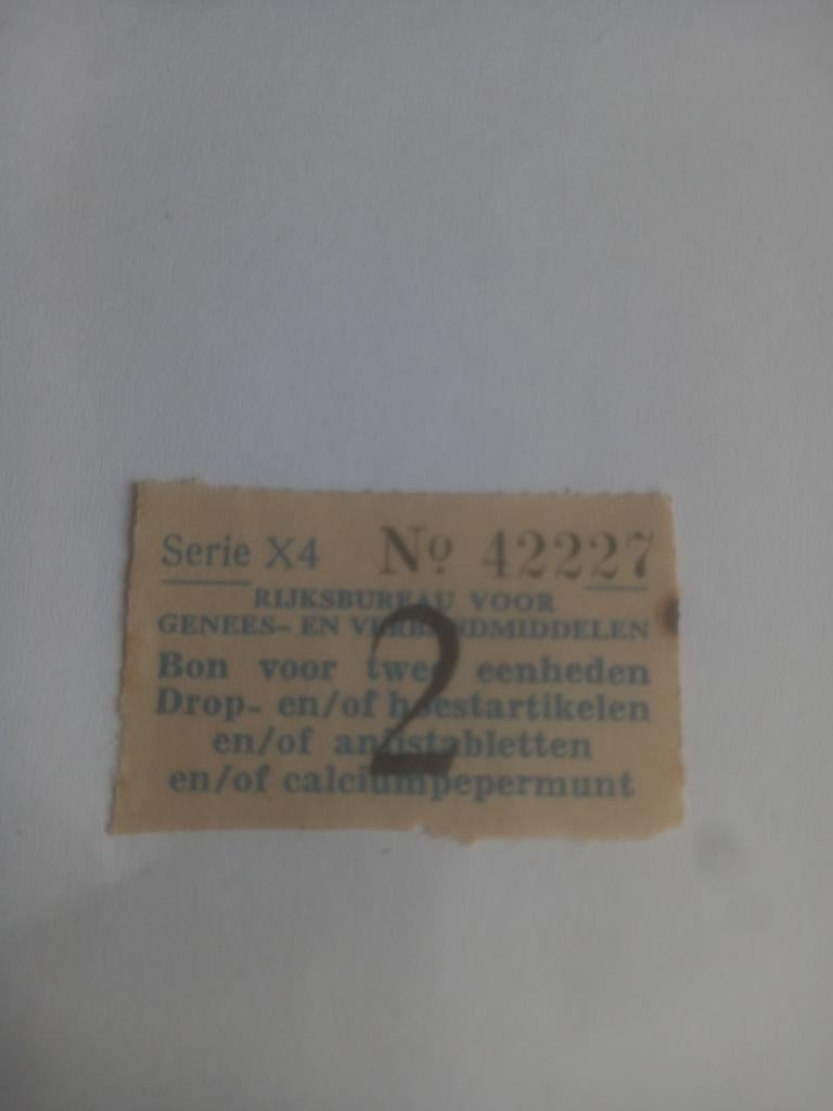 Distributiebon no2  rijksmuseum genees en verbandmiddelen, Ophalen of Verzenden, Overige soorten, Nederland, Overige typen