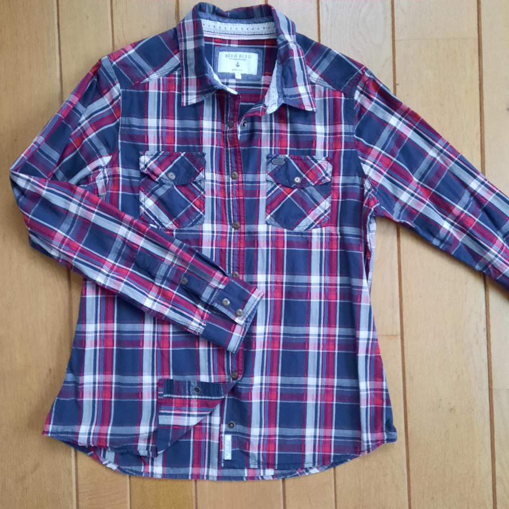 Bien Bleu bloes donker blauw rood wit ruit maat XL, Blauw, Maat 46/48 (XL) of groter, Ophalen of Verzenden, Zo goed als nieuw