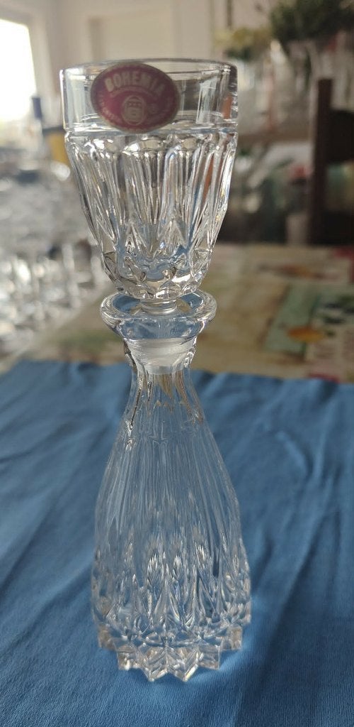 karaf plus glas Bohemia 24% lood  hoogte 20 cm, Antiek en Kunst, Ophalen of Verzenden