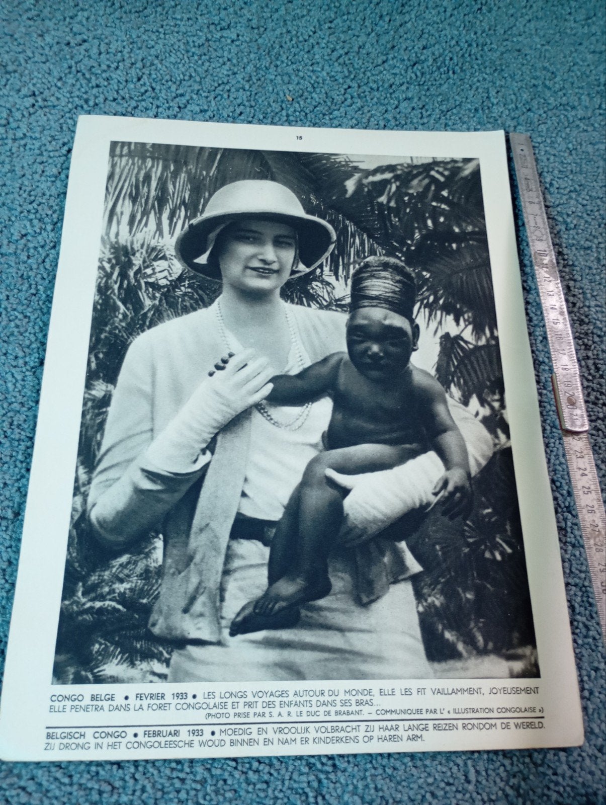 Vintage Congo België 1934 origineel Poster Koningin Astrid, Ophalen of Verzenden