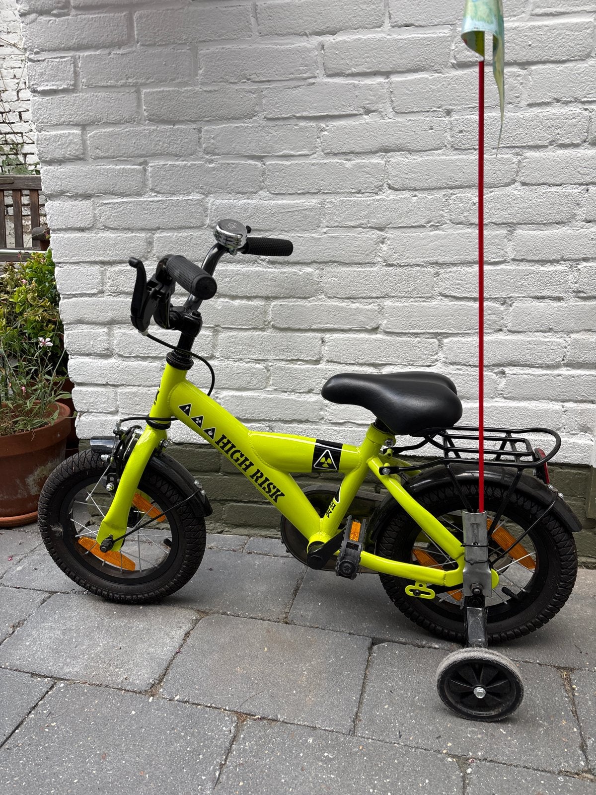 BFK 12 inch kinderfiets geel/groen met hand- en terugtraprem, Ophalen, Zo goed als nieuw, Terugtraprem, Minder dan 16 inch