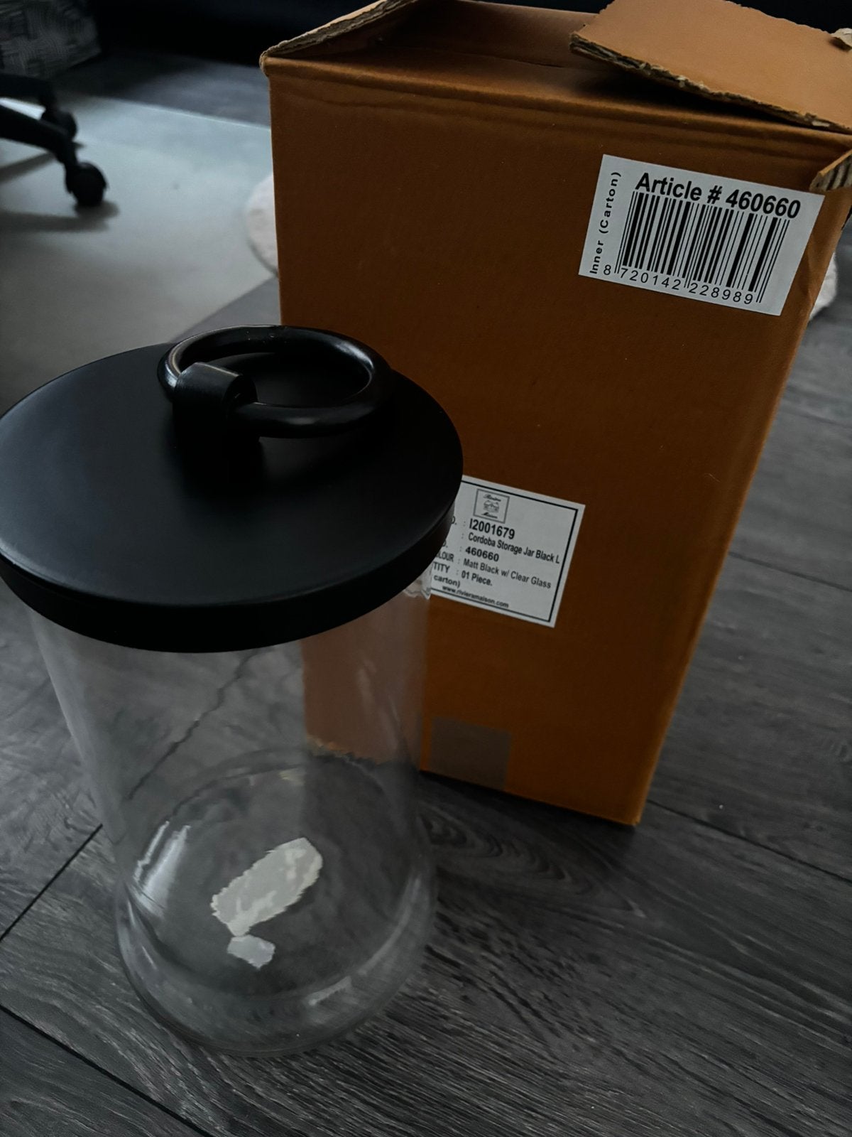 Riviera Maison Cordoba Storage Jar Black L 2 stuks, Huis en Inrichting, Ophalen of Verzenden, Nieuw, Glas, Pot, Bus of Blik