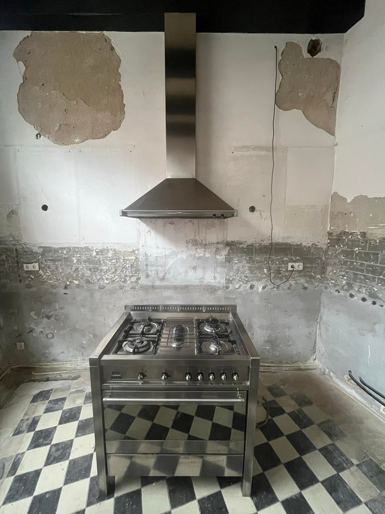 Vrijstaand Smeg gasfornuis 90 br gratis ophalen, Gebruikt, Ophalen of Verzenden, Gas, Vrijstaand