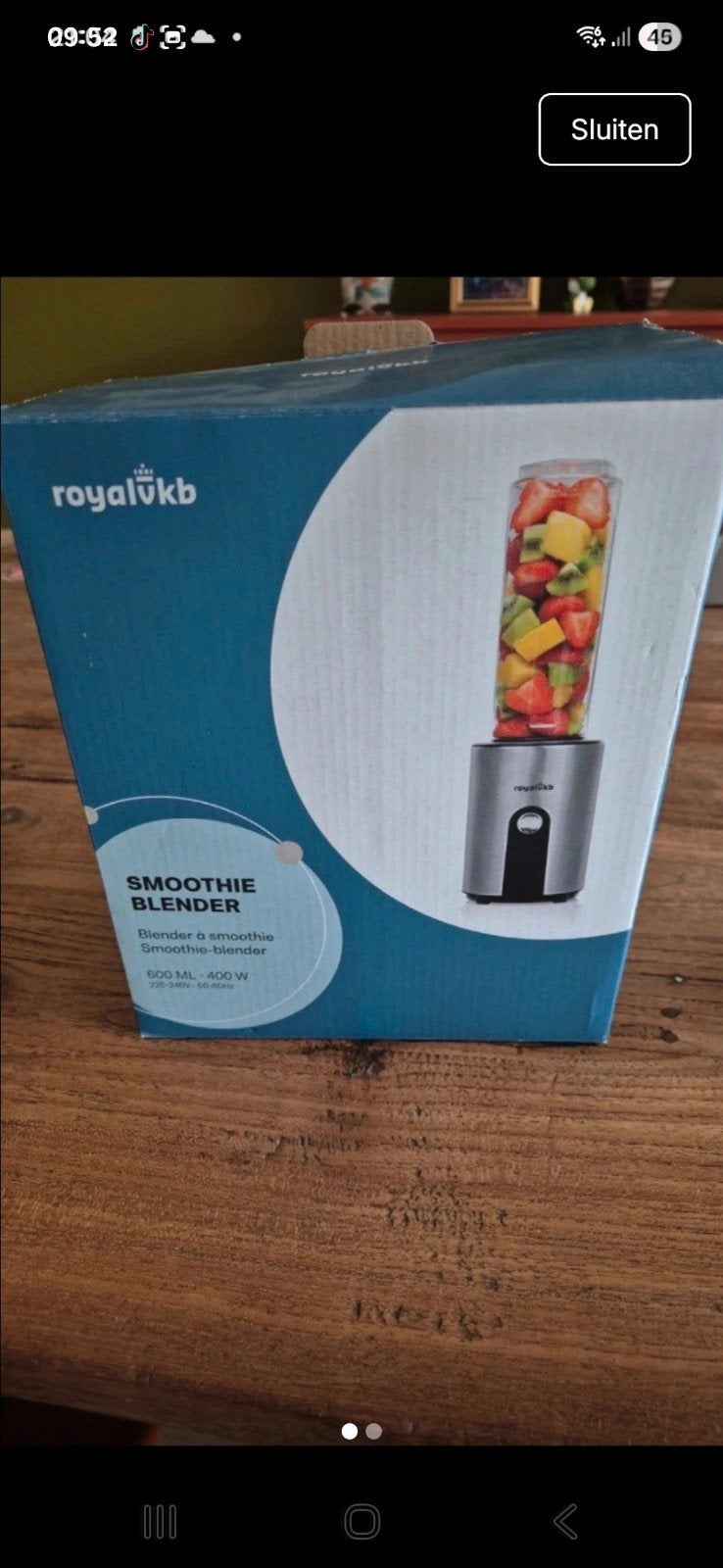 Royalvkb Smoothie Blender 600ml - 400W, Witgoed en Apparatuur, Ophalen of Verzenden, Nieuw, Blender