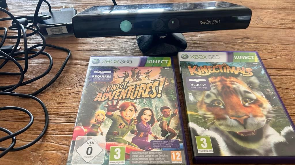 Xbox 360 Kinect sensor met Kinect Adventures en Kinectimals, Spelcomputers en Games, Avontuur en Actie, Gebruikt, 1 speler, Ophalen of Verzenden