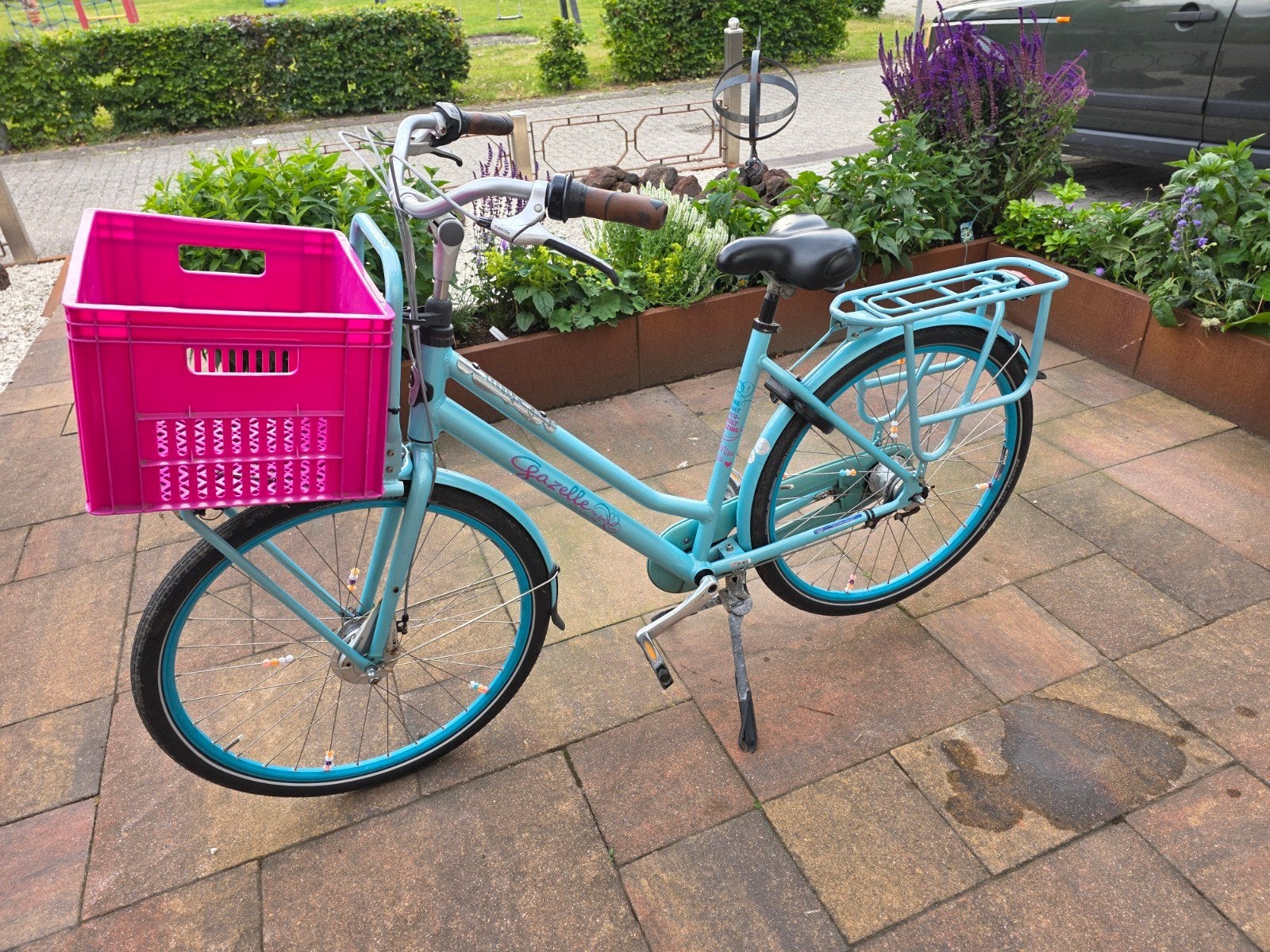 Gazelle fiets met 7 versnellingen en krat, Fietsen en Brommers, Fietsen | Dames | Damesfietsen, Ophalen, Velgrem, Versnellingen
