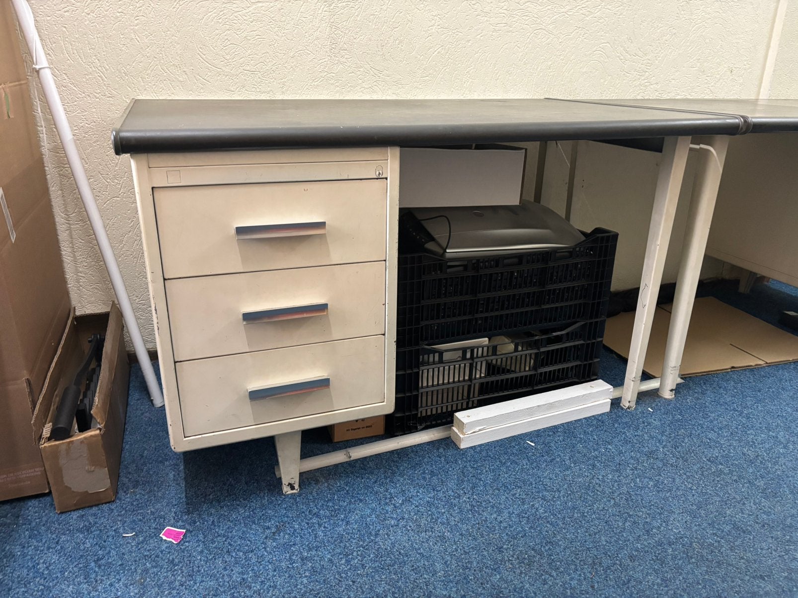 Vintage metal bureau met lades - 120x80 cm, Ophalen, Overige typen, Gebruikt, 120 cm