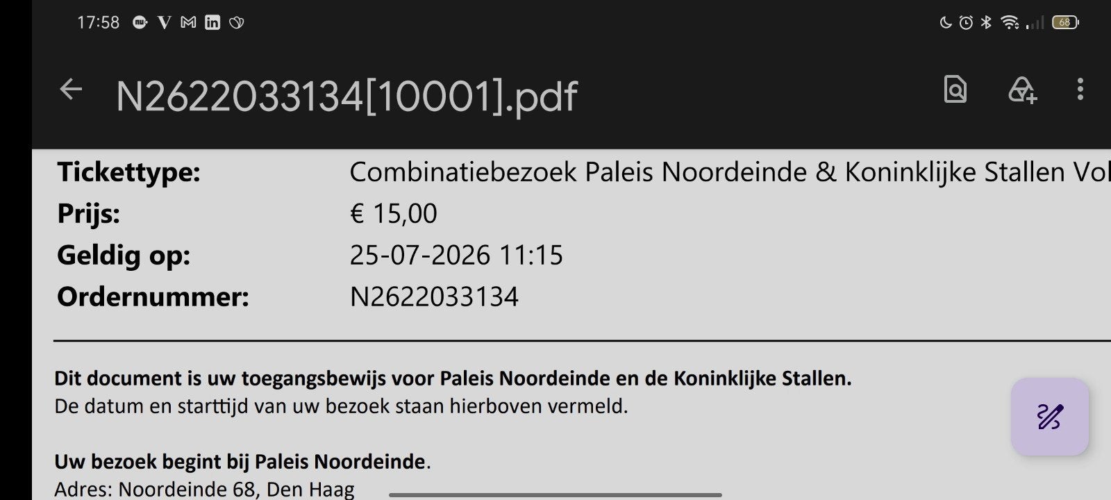 Paleis Noordeinde ticket