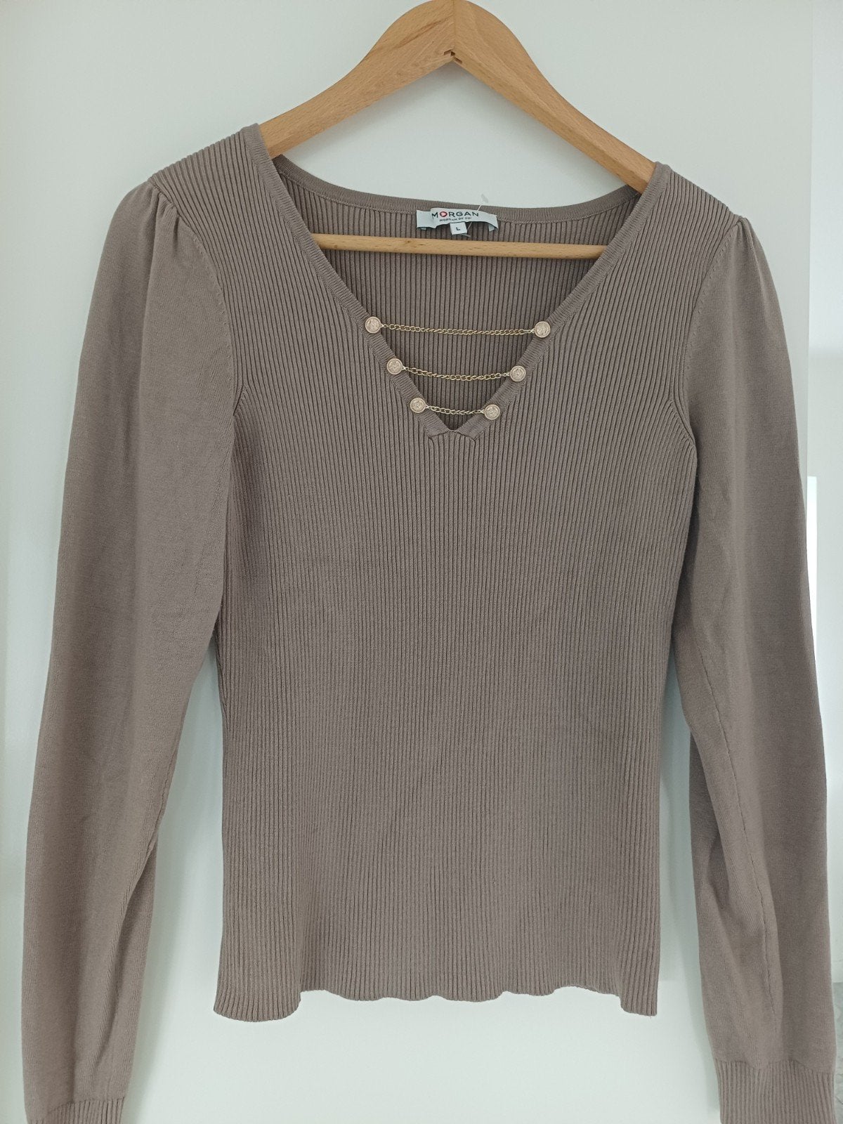 Morgan truitje maat L, Kleding | Dames, Tops, Beige, Maat 42/44 (L), Zo goed als nieuw, Lange mouw