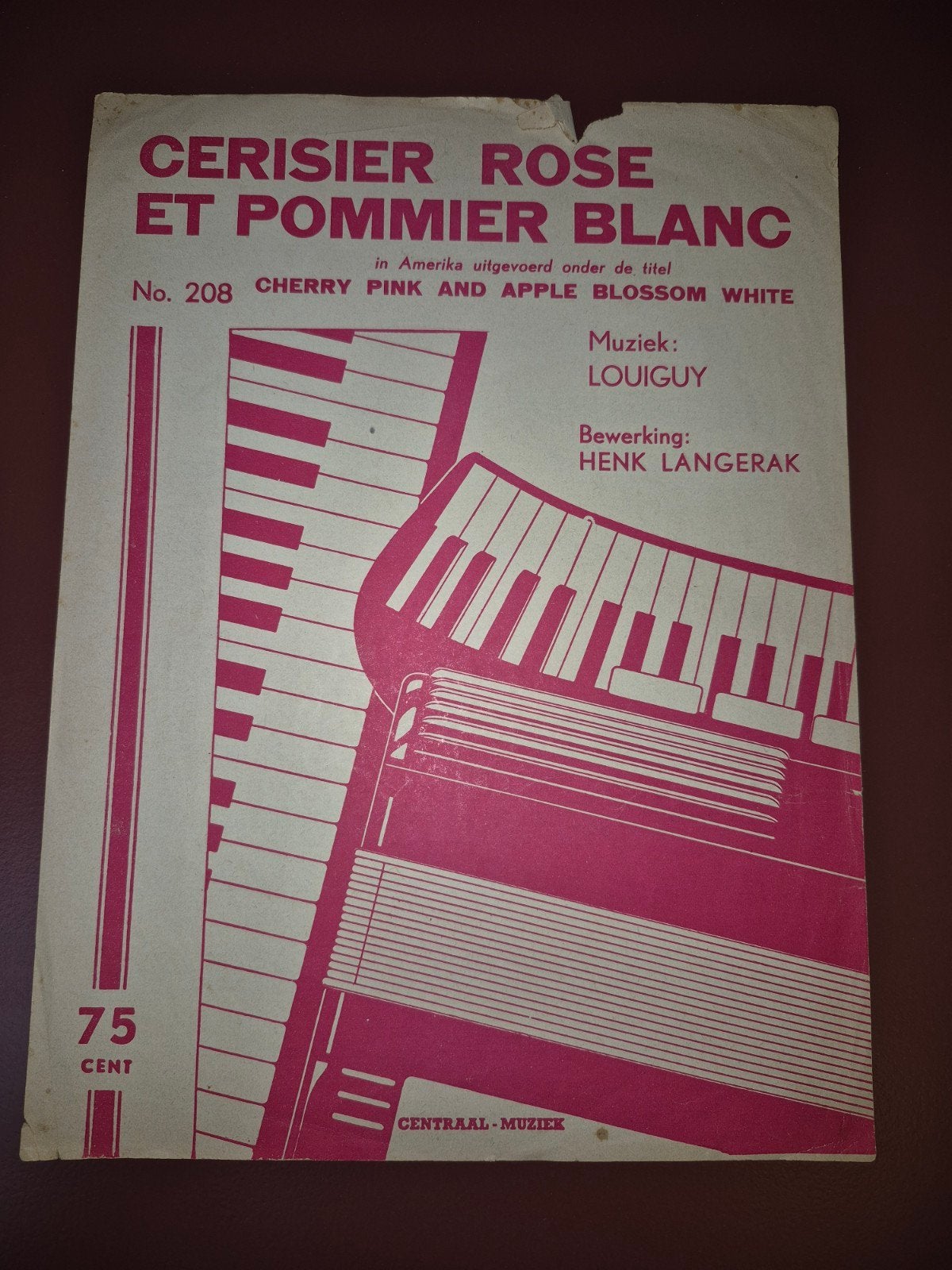 Vintage bladmuziek: Cerisier Rose et Pommier Blanc, Gebruikt, Accordeon, Ophalen of Verzenden, Thema