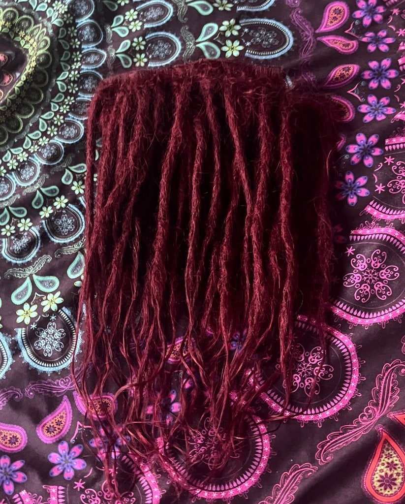 39 donkerrode human hair clip dread extensions van 35-40cm, Ophalen of Verzenden, Nieuw, Pruik of Haarverlenging