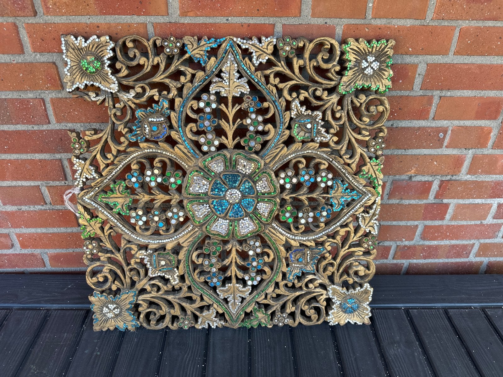 Decoratief Wandpaneel Houtsnijwerk Oosters Handgemaakt, Gebruikt, Oosters, Hout, Meerkleurig