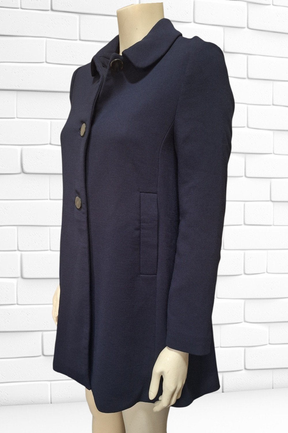H&M Donkerblauwe Jas Maat 38 (M), Kleding | Dames, Maat 38/40 (M), H&M, Zo goed als nieuw, Verzenden