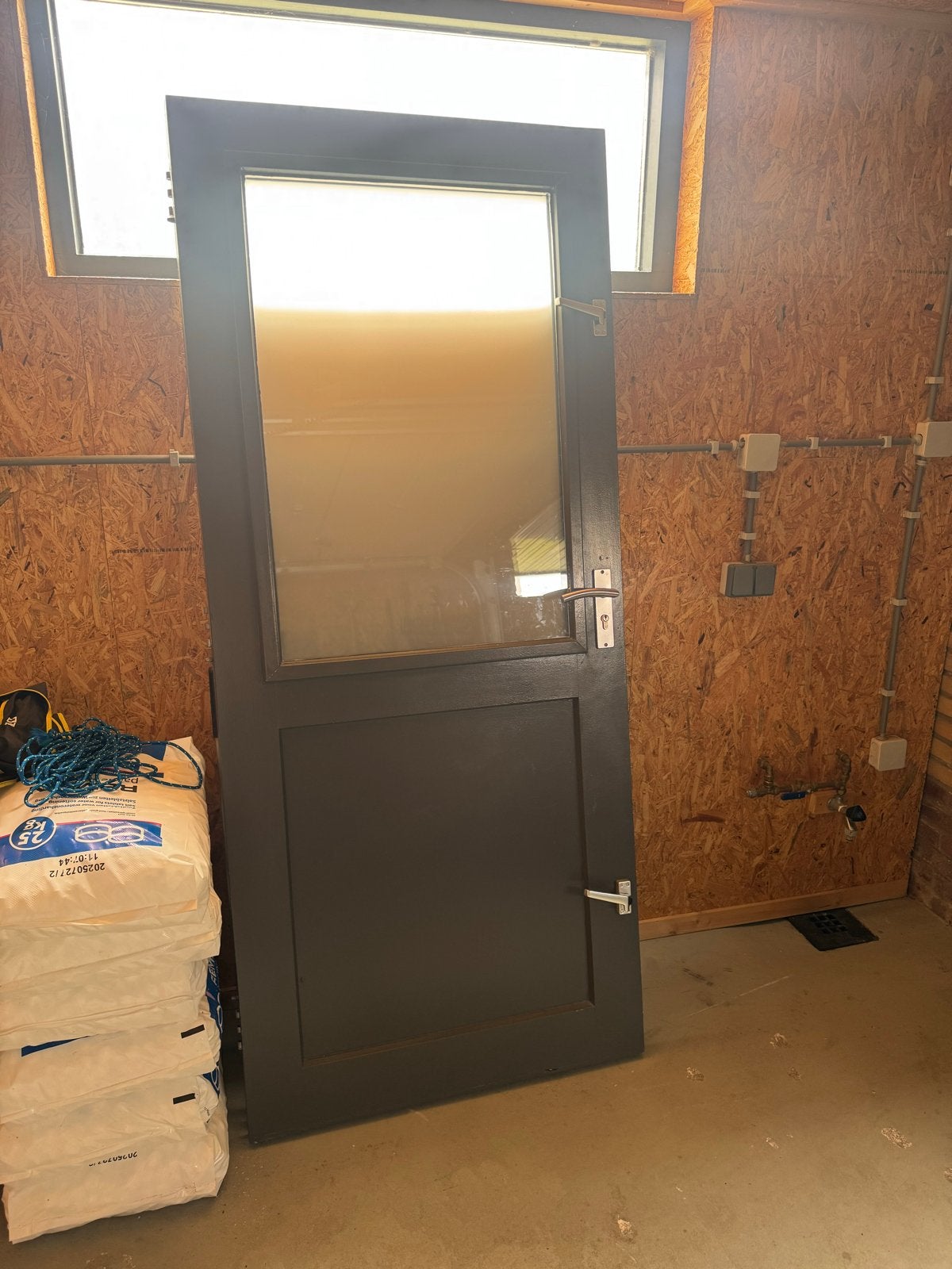 Hardhouten deur met melkglas, Ophalen, Gebruikt, 80 tot 100 cm, Binnendeur