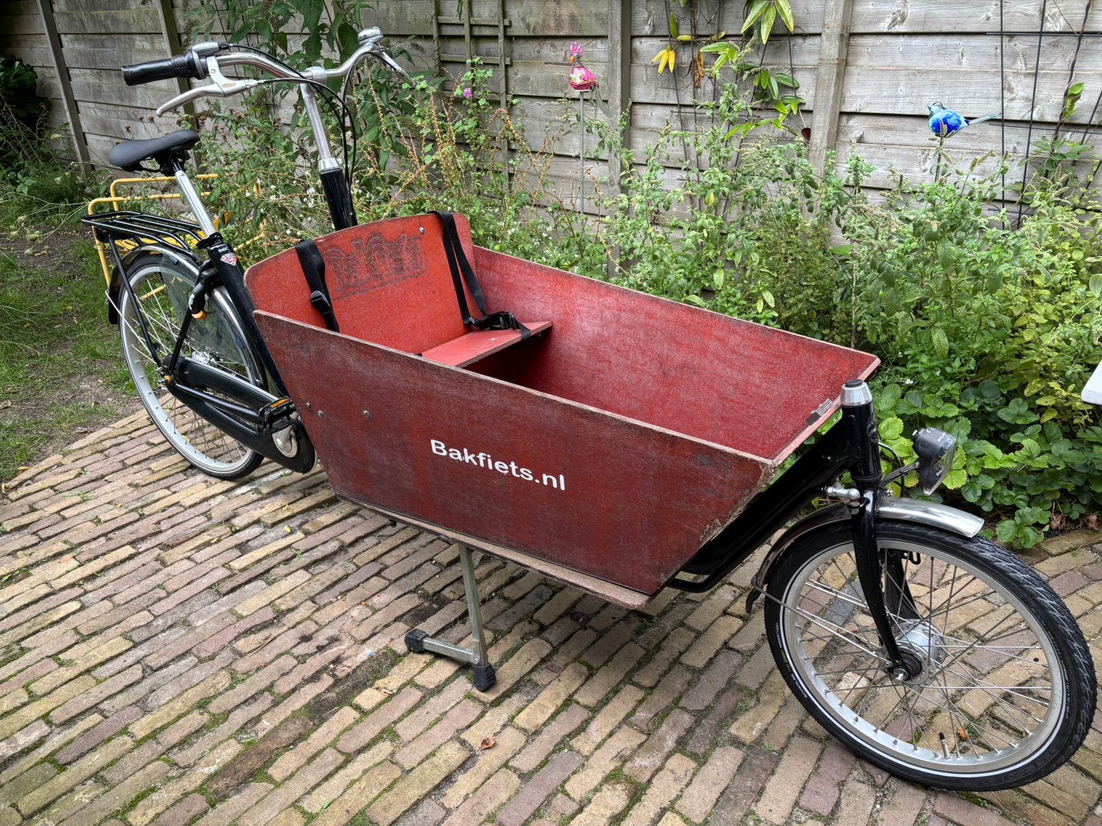 Gebruikte bakfiets – 7 versnellingen – stevige houten bak, Gebruikt, Elektrisch, 2 kinderen, Trommelrem