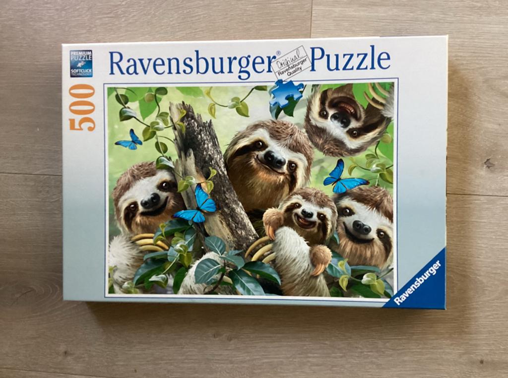 Ravensburger puzzel luiaards 500 stukjes, Ophalen of Verzenden, 500 t/m 1500 stukjes, Zo goed als nieuw, Legpuzzel