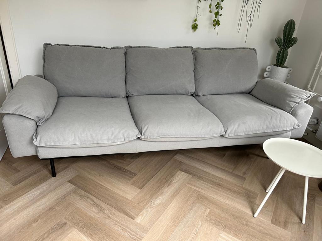 HK Living Retro 3-zits bank met extra set nieuwe hoezen, Ophalen of Verzenden, Zo goed als nieuw, Stof