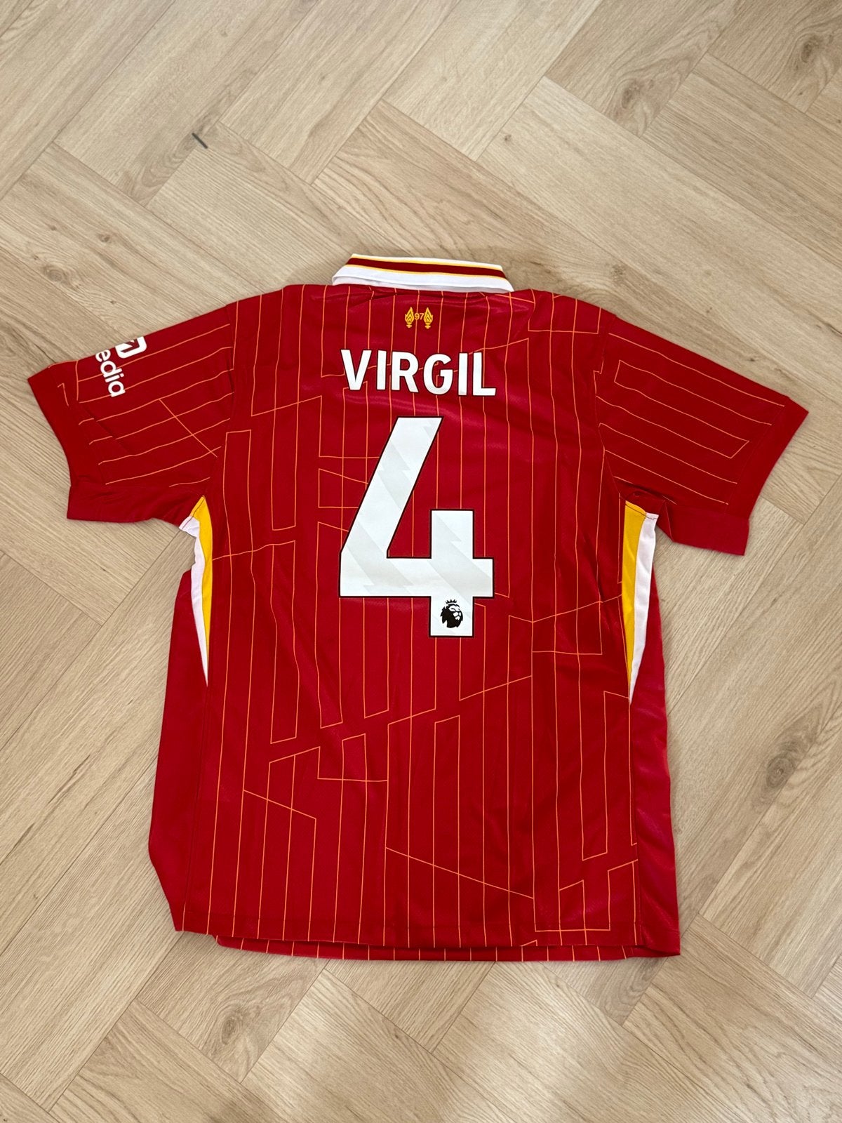 Liverpool Thuisshirt Virgil van Dijk Maat L, Maat 52/54 (L), Ophalen of Verzenden, Zo goed als nieuw, Voetbal