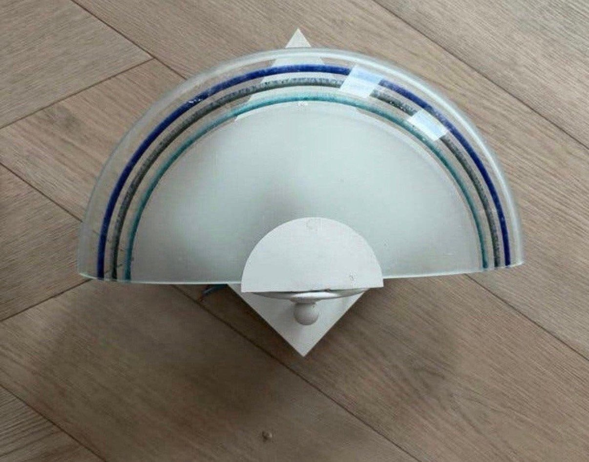 Vintage Halve maan vormige satijnachtig Murano glas en metaa, Huis en Inrichting, Lampen | Wandlampen, Ophalen of Verzenden, Zo goed als nieuw