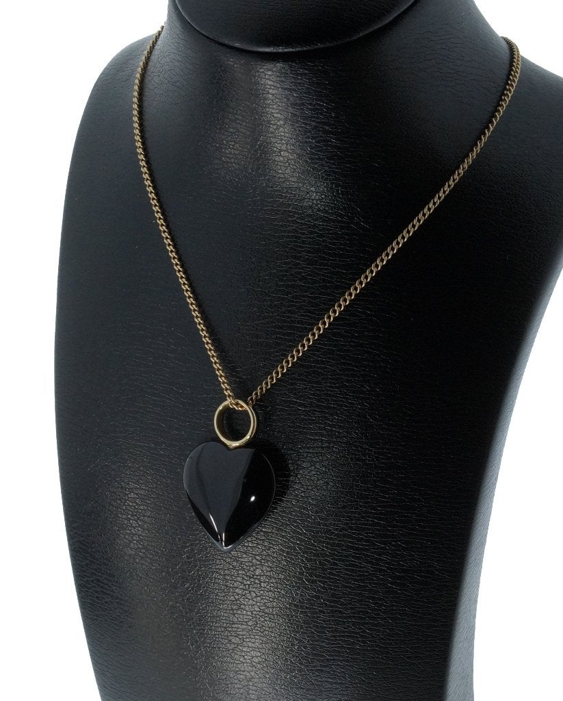 Onyx hart 14k gouden fraaie ketting hanger dames edelsteen