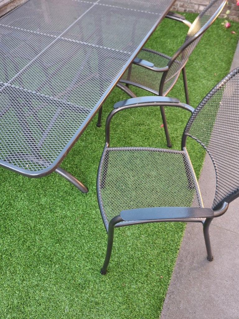 Tuintafel met 4 tuinstoelen, Tuin en Terras, Ophalen, Gebruikt, Rechthoekig, Metaal