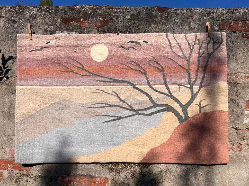 Wandkleed / wandtapijt geweven 100% wol, vintage, Ophalen, Zo goed als nieuw, Natuurlijk materiaal, 97 cm